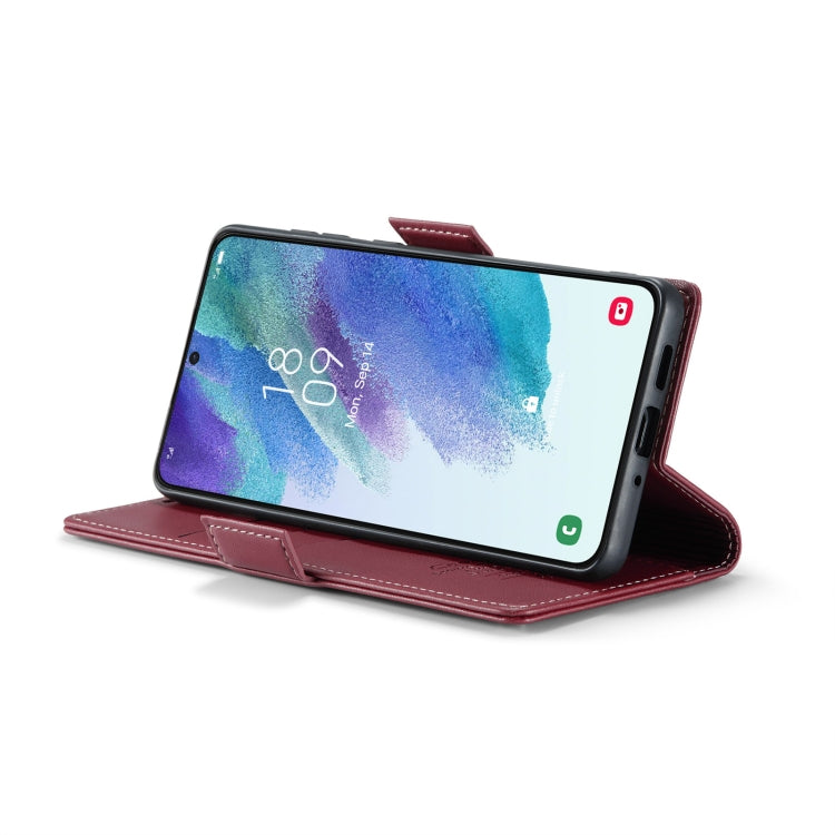 For Samsung Galaxy S21 FE 5G CaseMe 023 Butterfly Buckle Litchi Texture RFID Anti-theft Leather Phone Case(Wine Red) - Galaxy Phone Cases by CaseMe | Online Shopping UK | buy2fix