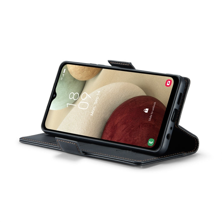 For Samsung Galaxy A12 5G CaseMe 023 Butterfly Buckle Litchi Texture RFID Anti-theft Leather Phone Case(Black) by CaseMe