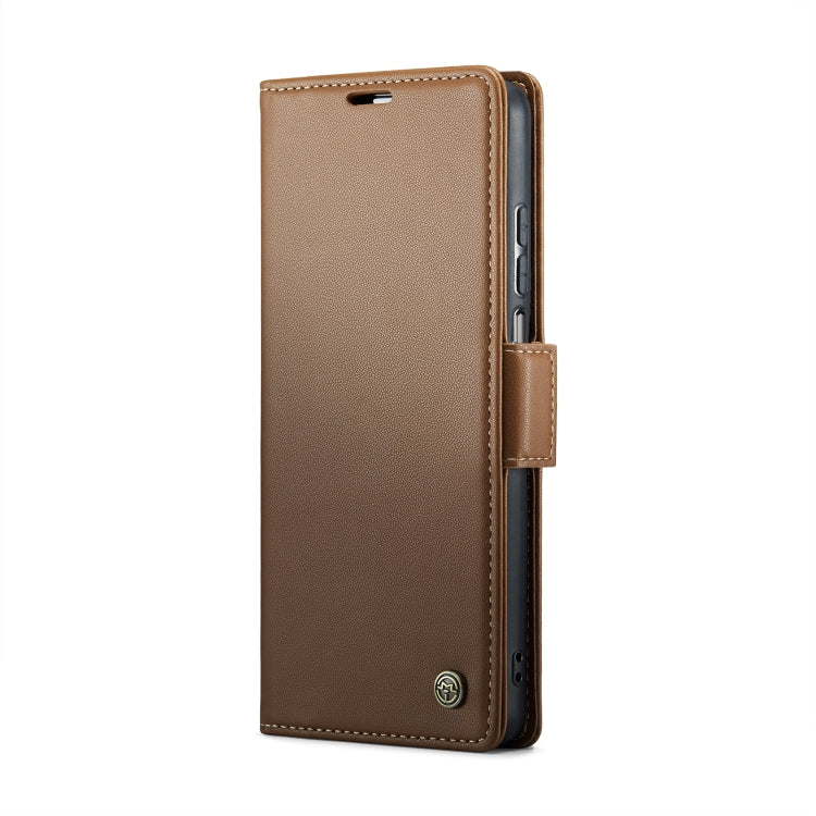For Samsung Galaxy A12 5G CaseMe 023 Butterfly Buckle Litchi Texture RFID Anti-theft Leather Phone Case(Brown) by CaseMe