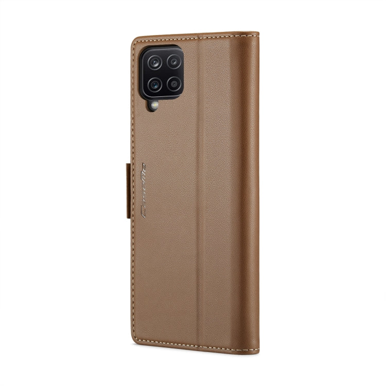 For Samsung Galaxy A12 5G CaseMe 023 Butterfly Buckle Litchi Texture RFID Anti-theft Leather Phone Case(Brown) by CaseMe