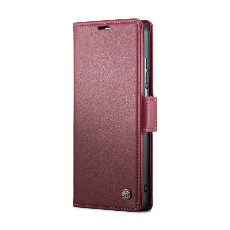 For Samsung Galaxy A12 5G CaseMe 023 Butterfly Buckle Litchi Texture RFID Anti-theft Leather Phone Case(Wine Red) by CaseMe