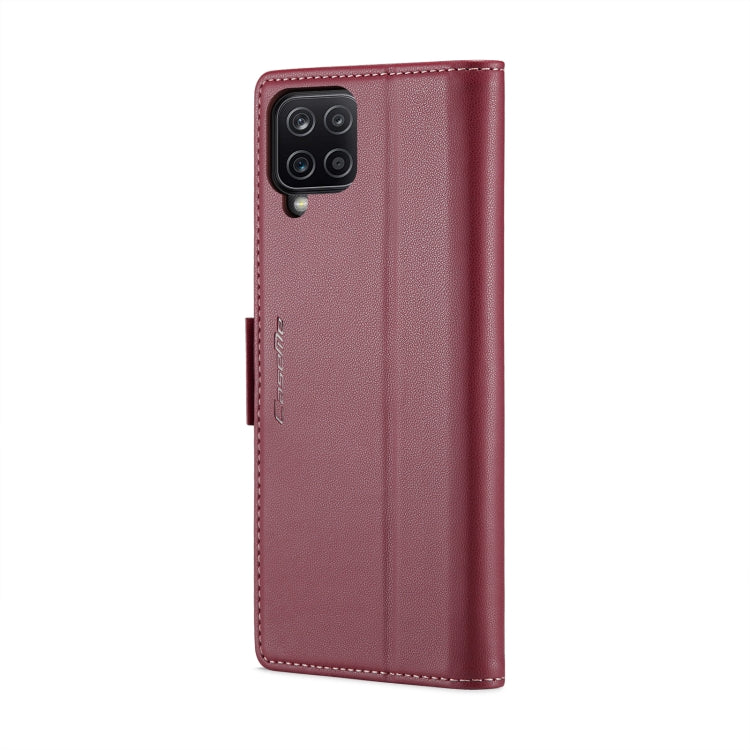 For Samsung Galaxy A12 5G CaseMe 023 Butterfly Buckle Litchi Texture RFID Anti-theft Leather Phone Case(Wine Red) by CaseMe