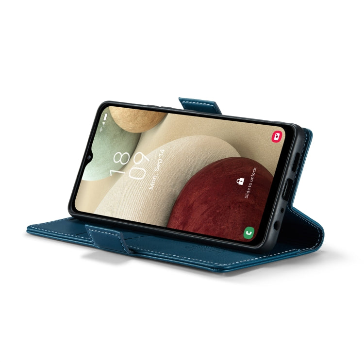 For Samsung Galaxy A12 5G CaseMe 023 Butterfly Buckle Litchi Texture RFID Anti-theft Leather Phone Case(Blue) by CaseMe