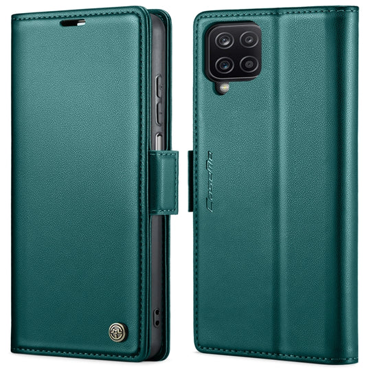 For Samsung Galaxy A12 5G CaseMe 023 Butterfly Buckle Litchi Texture RFID Anti-theft Leather Phone Case(Pearly Blue)