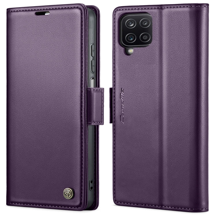 For Samsung Galaxy A12 5G CaseMe 023 Butterfly Buckle Litchi Texture RFID Anti-theft Leather Phone Case(Pearly Purple) by CaseMe