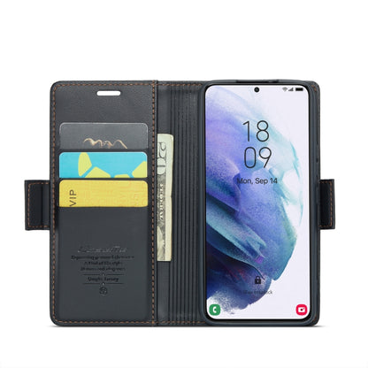 For Samsung Galaxy S21 5G CaseMe 023 Butterfly Buckle Litchi Texture RFID Anti-theft Leather Phone Case(Black) - Galaxy S21 5G Cases by CaseMe | Online Shopping UK | buy2fix