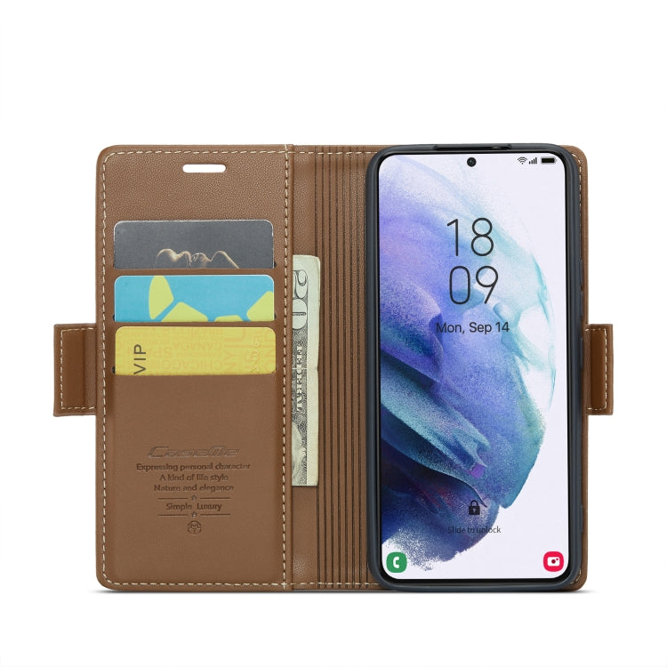 For Samsung Galaxy S21+ 5G CaseMe 023 Butterfly Buckle Litchi Texture RFID Anti-theft Leather Phone Case(Brown) - Galaxy S21+ 5G Cases by CaseMe | Online Shopping UK | buy2fix