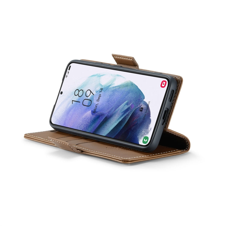 For Samsung Galaxy S21+ 5G CaseMe 023 Butterfly Buckle Litchi Texture RFID Anti-theft Leather Phone Case(Brown) - Galaxy S21+ 5G Cases by CaseMe | Online Shopping UK | buy2fix