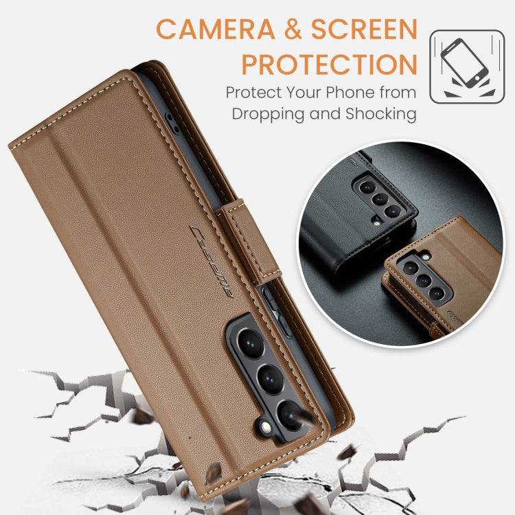 For Samsung Galaxy S21+ 5G CaseMe 023 Butterfly Buckle Litchi Texture RFID Anti-theft Leather Phone Case(Brown) - Galaxy S21+ 5G Cases by CaseMe | Online Shopping UK | buy2fix