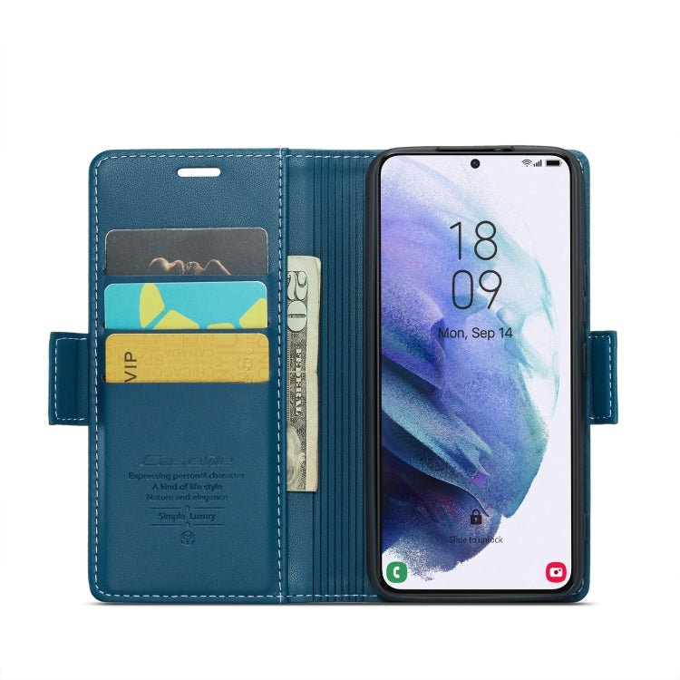 For Samsung Galaxy S21+ 5G CaseMe 023 Butterfly Buckle Litchi Texture RFID Anti-theft Leather Phone Case(Blue) - Galaxy S21+ 5G Cases by CaseMe | Online Shopping UK | buy2fix