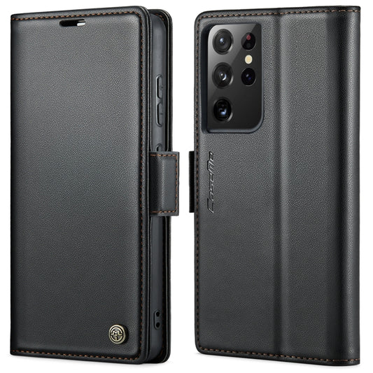 For Samsung Galaxy S21 Ultra 5G CaseMe 023 Butterfly Buckle Litchi Texture RFID Anti-theft Leather Phone Case(Black) - Galaxy S21 Ultra 5G Cases by CaseMe | Online Shopping UK | buy2fix