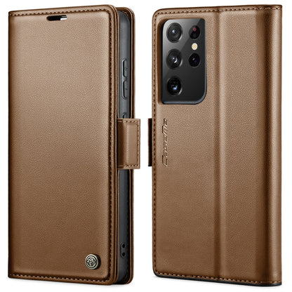 For Samsung Galaxy S21 Ultra 5G CaseMe 023 Butterfly Buckle Litchi Texture RFID Anti-theft Leather Phone Case(Brown) - Galaxy S21 Ultra 5G Cases by CaseMe | Online Shopping UK | buy2fix