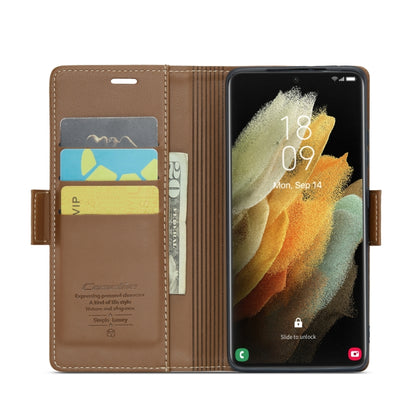 For Samsung Galaxy S21 Ultra 5G CaseMe 023 Butterfly Buckle Litchi Texture RFID Anti-theft Leather Phone Case(Brown) - Galaxy S21 Ultra 5G Cases by CaseMe | Online Shopping UK | buy2fix