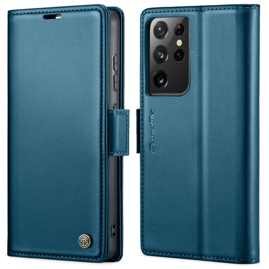 For Samsung Galaxy S21 Ultra 5G CaseMe 023 Butterfly Buckle Litchi Texture RFID Anti-theft Leather Phone Case(Blue) - Galaxy S21 Ultra 5G Cases by CaseMe | Online Shopping UK | buy2fix