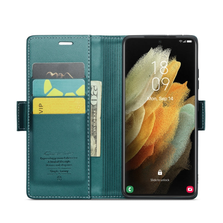 For Samsung Galaxy S21 Ultra 5G CaseMe 023 Butterfly Buckle Litchi Texture RFID Anti-theft Leather Phone Case(Pearly Blue) - Galaxy S21 Ultra 5G Cases by CaseMe | Online Shopping UK | buy2fix