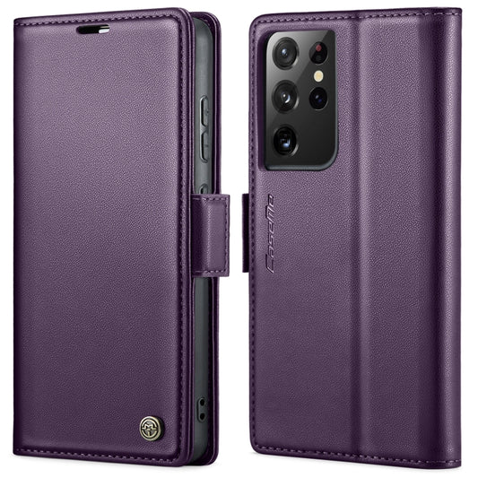 For Samsung Galaxy S21 Ultra 5G CaseMe 023 Butterfly Buckle Litchi Texture RFID Anti-theft Leather Phone Case(Pearly Purple) - Galaxy S21 Ultra 5G Cases by CaseMe | Online Shopping UK | buy2fix