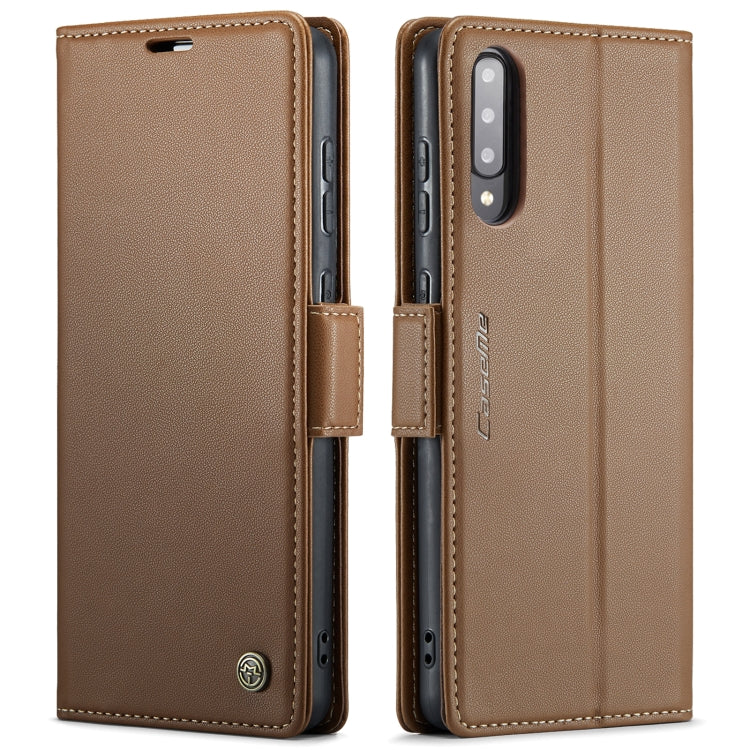For Samsung Galaxy A30s / A50s / A50 CaseMe 023 Butterfly Buckle Litchi Texture RFID Anti-theft Leather Phone Case(Brown) by CaseMe