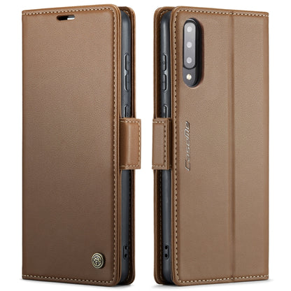 For Samsung Galaxy A30s / A50s / A50 CaseMe 023 Butterfly Buckle Litchi Texture RFID Anti-theft Leather Phone Case(Brown) by CaseMe