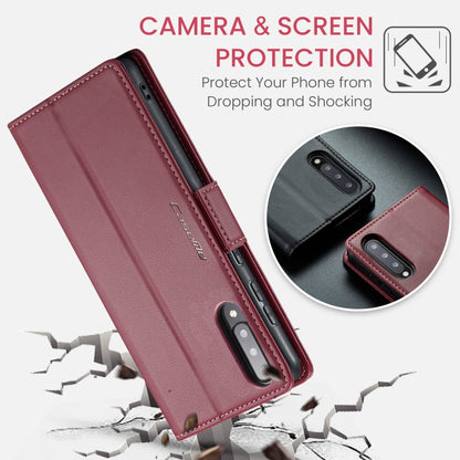 For Samsung Galaxy A30s / A50s / A50 CaseMe 023 Butterfly Buckle Litchi Texture RFID Anti-theft Leather Phone Case(Wine Red) by CaseMe