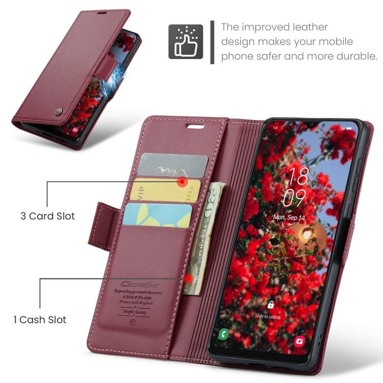 For Samsung Galaxy A30s / A50s / A50 CaseMe 023 Butterfly Buckle Litchi Texture RFID Anti-theft Leather Phone Case(Wine Red) by CaseMe