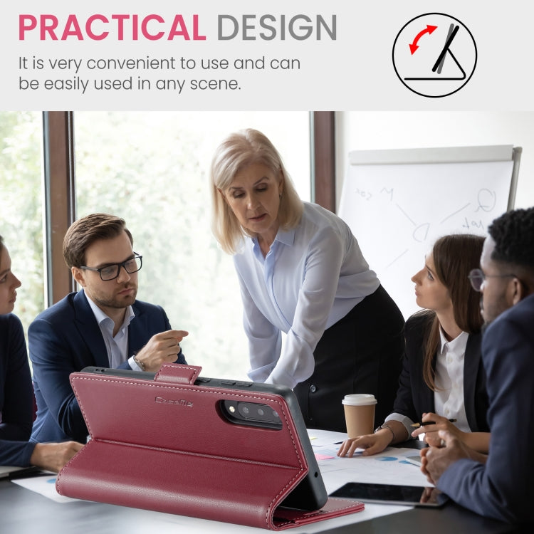 For Samsung Galaxy A30s / A50s / A50 CaseMe 023 Butterfly Buckle Litchi Texture RFID Anti-theft Leather Phone Case(Wine Red) by CaseMe