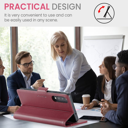 For Samsung Galaxy A30s / A50s / A50 CaseMe 023 Butterfly Buckle Litchi Texture RFID Anti-theft Leather Phone Case(Wine Red) by CaseMe