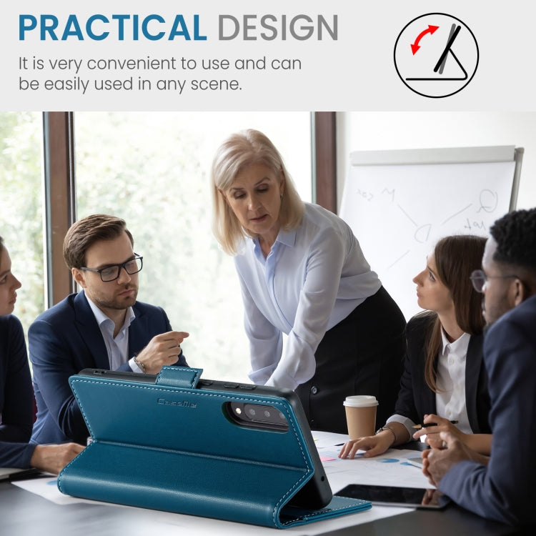 For Samsung Galaxy A30s / A50s / A50 CaseMe 023 Butterfly Buckle Litchi Texture RFID Anti-theft Leather Phone Case(Blue) by CaseMe