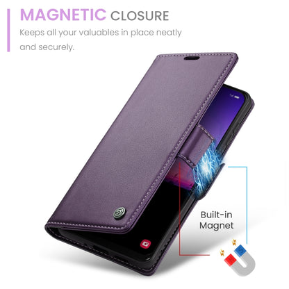 For Samsung Galaxy A30s / A50s / A50 CaseMe 023 Butterfly Buckle Litchi Texture RFID Anti-theft Leather Phone Case(Pearly Purple) by CaseMe