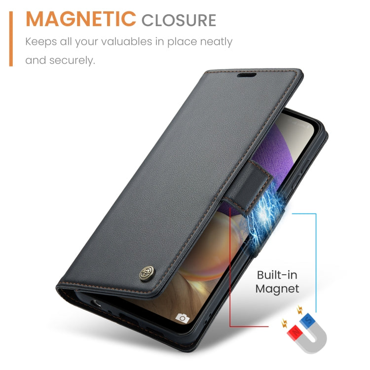 For Samsung Galaxy A32 5G / M32 5G CaseMe 023 Butterfly Buckle Litchi Texture RFID Anti-theft Leather Phone Case(Black) by CaseMe