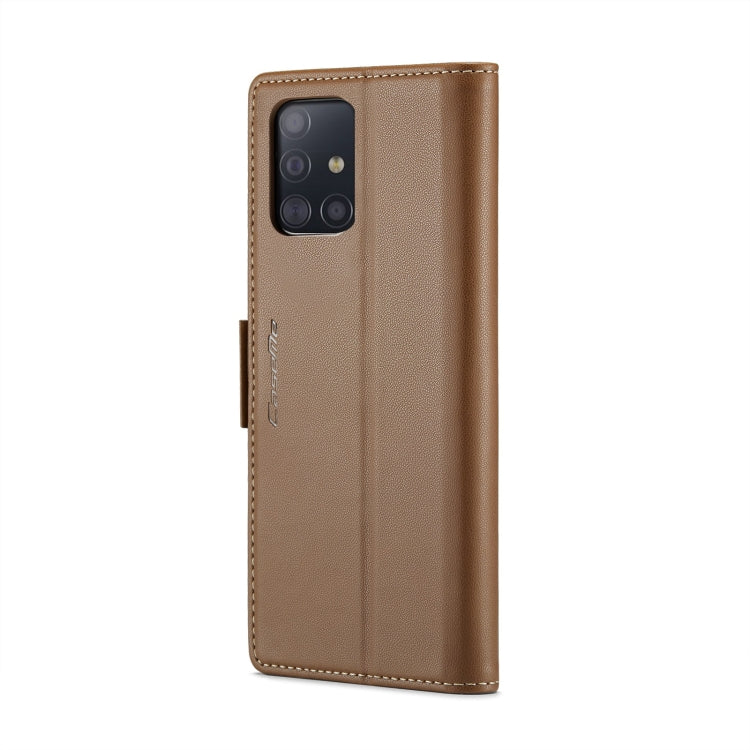 For Samsung Galaxy A51 4G/M40s CaseMe 023 Butterfly Buckle Litchi Texture RFID Anti-theft Leather Phone Case(Brown) by CaseMe