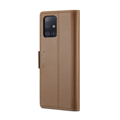 For Samsung Galaxy A51 4G/M40s CaseMe 023 Butterfly Buckle Litchi Texture RFID Anti-theft Leather Phone Case(Brown) by CaseMe