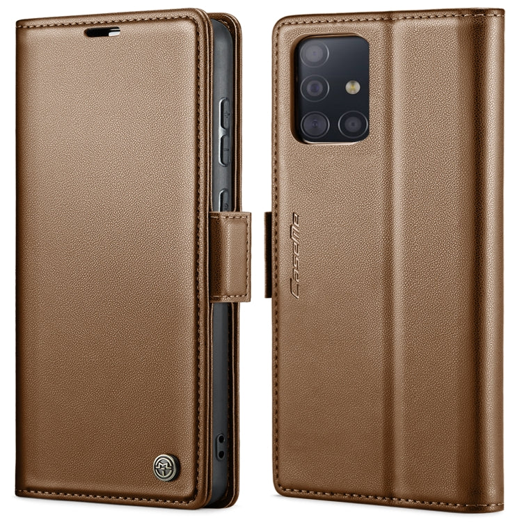 For Samsung Galaxy A51 4G/M40s CaseMe 023 Butterfly Buckle Litchi Texture RFID Anti-theft Leather Phone Case(Brown) by CaseMe