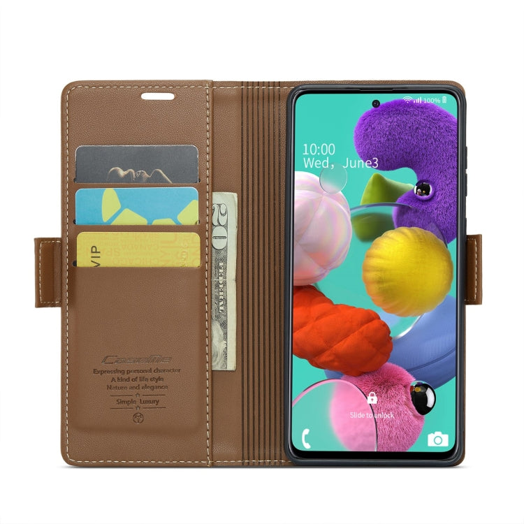 For Samsung Galaxy A51 4G/M40s CaseMe 023 Butterfly Buckle Litchi Texture RFID Anti-theft Leather Phone Case(Brown) by CaseMe