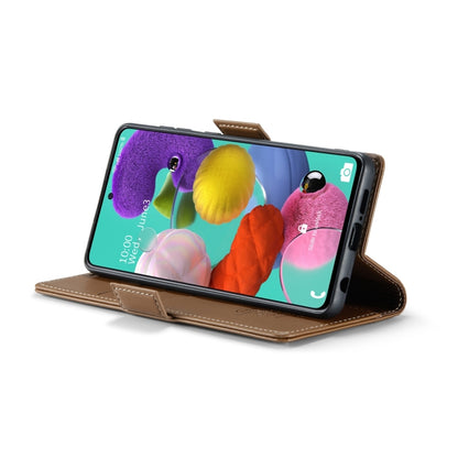 For Samsung Galaxy A51 4G/M40s CaseMe 023 Butterfly Buckle Litchi Texture RFID Anti-theft Leather Phone Case(Brown) by CaseMe