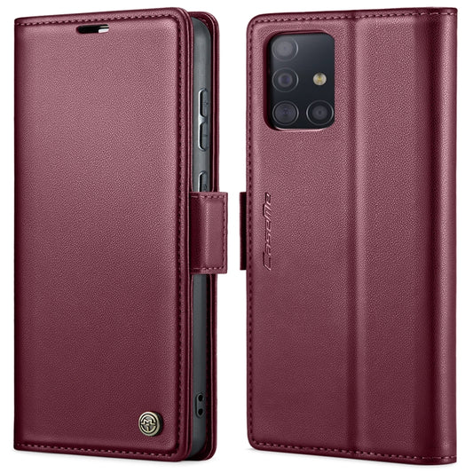 For Samsung Galaxy A51 4G/M40s CaseMe 023 Butterfly Buckle Litchi Texture RFID Anti-theft Leather Phone Case(Wine Red) by CaseMe
