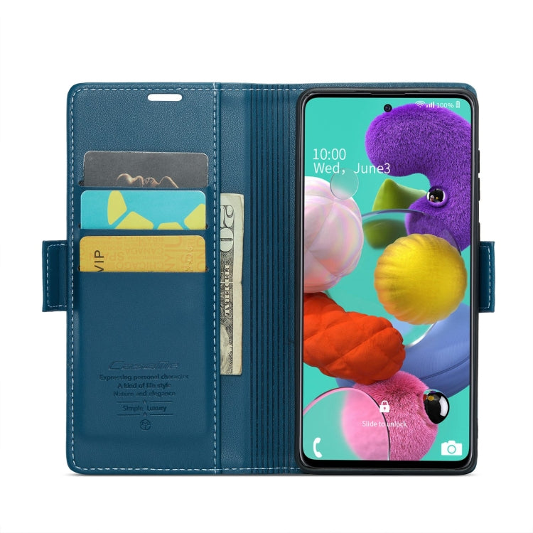 For Samsung Galaxy A51 4G/M40s CaseMe 023 Butterfly Buckle Litchi Texture RFID Anti-theft Leather Phone Case(Blue) by CaseMe