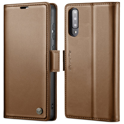 For Samsung Galaxy A70/A70s CaseMe 023 Butterfly Buckle Litchi Texture RFID Anti-theft Leather Phone Case(Brown) - Galaxy Phone Cases by CaseMe | Online Shopping UK | buy2fix