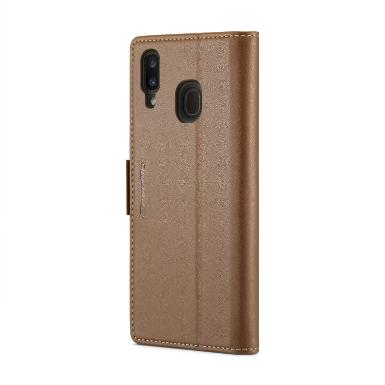 For Samsung Galaxy A20/A30/M10s CaseMe 023 Butterfly Buckle Litchi Texture RFID Anti-theft Leather Phone Case(Brown) by CaseMe