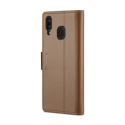 For Samsung Galaxy A20/A30/M10s CaseMe 023 Butterfly Buckle Litchi Texture RFID Anti-theft Leather Phone Case(Brown) by CaseMe