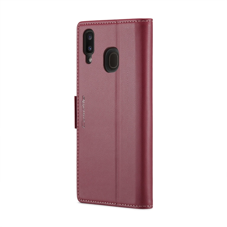 For Samsung Galaxy A20/A30/M10s CaseMe 023 Butterfly Buckle Litchi Texture RFID Anti-theft Leather Phone Case(Wine Red) by CaseMe