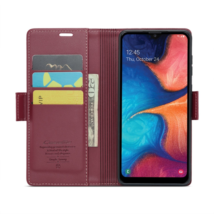 For Samsung Galaxy A20/A30/M10s CaseMe 023 Butterfly Buckle Litchi Texture RFID Anti-theft Leather Phone Case(Wine Red) by CaseMe