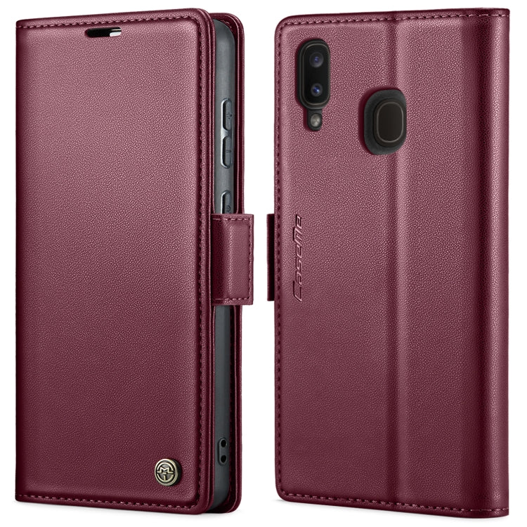 For Samsung Galaxy A20/A30/M10s CaseMe 023 Butterfly Buckle Litchi Texture RFID Anti-theft Leather Phone Case(Wine Red) by CaseMe