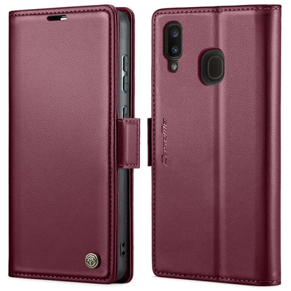 For Samsung Galaxy A20/A30/M10s CaseMe 023 Butterfly Buckle Litchi Texture RFID Anti-theft Leather Phone Case(Wine Red) by CaseMe