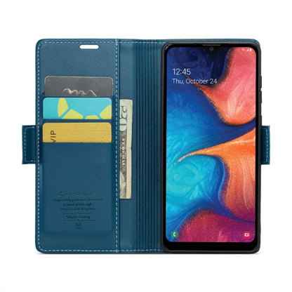 For Samsung Galaxy A20/A30/M10s CaseMe 023 Butterfly Buckle Litchi Texture RFID Anti-theft Leather Phone Case(Blue) by CaseMe