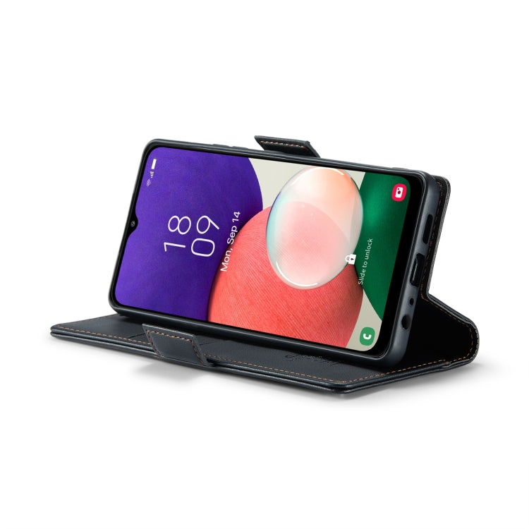 For Samsung Galaxy A22 5G CaseMe 023 Butterfly Buckle Litchi Texture RFID Anti-theft Leather Phone Case(Black) by CaseMe