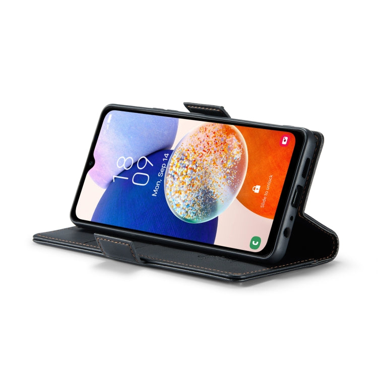 For Samsung Galaxy A14 4G/5G CaseMe 023 Butterfly Buckle Litchi Texture RFID Anti-theft Leather Phone Case(Black) by CaseMe