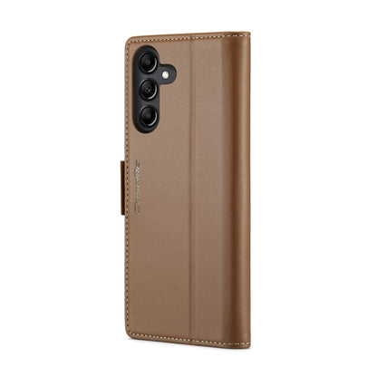 For Samsung Galaxy A14 4G/5G CaseMe 023 Butterfly Buckle Litchi Texture RFID Anti-theft Leather Phone Case(Brown) by CaseMe