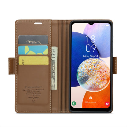 For Samsung Galaxy A14 4G/5G CaseMe 023 Butterfly Buckle Litchi Texture RFID Anti-theft Leather Phone Case(Brown) by CaseMe
