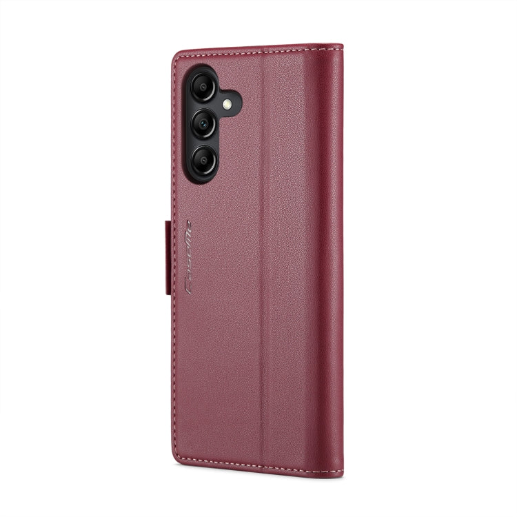 For Samsung Galaxy A14 4G/5G CaseMe 023 Butterfly Buckle Litchi Texture RFID Anti-theft Leather Phone Case(Wine Red) by CaseMe
