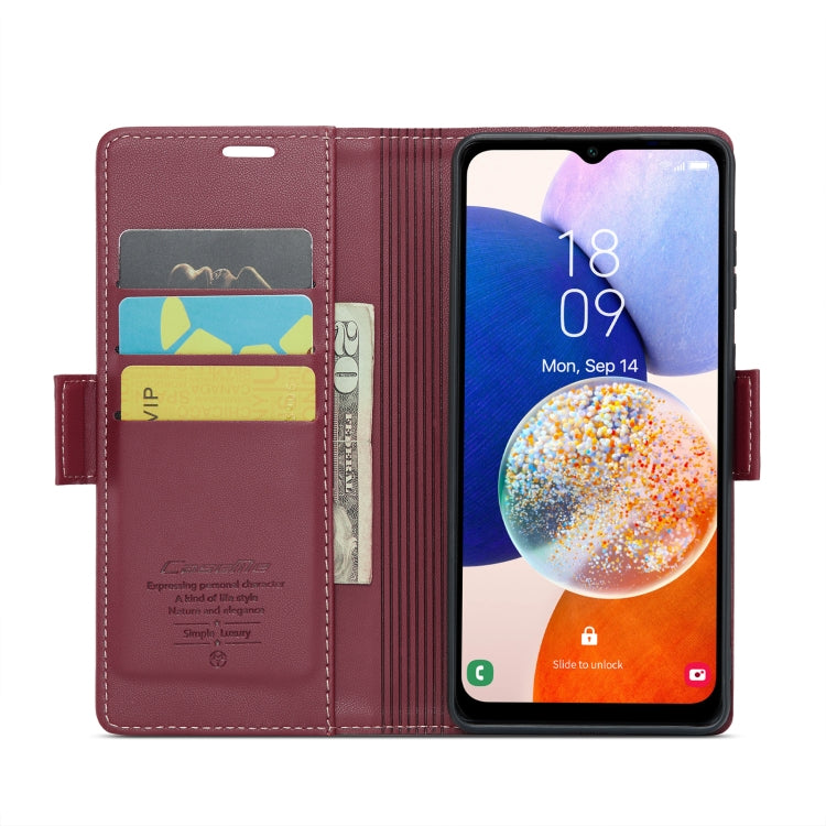 For Samsung Galaxy A14 4G/5G CaseMe 023 Butterfly Buckle Litchi Texture RFID Anti-theft Leather Phone Case(Wine Red) by CaseMe